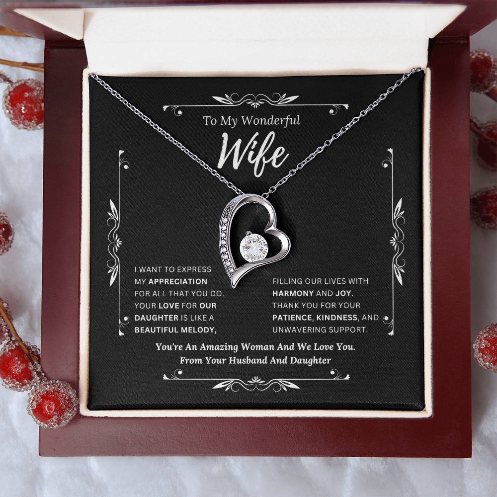 To My Amazing Wife From Husband and Daughter 2 - Forever Love Necklace