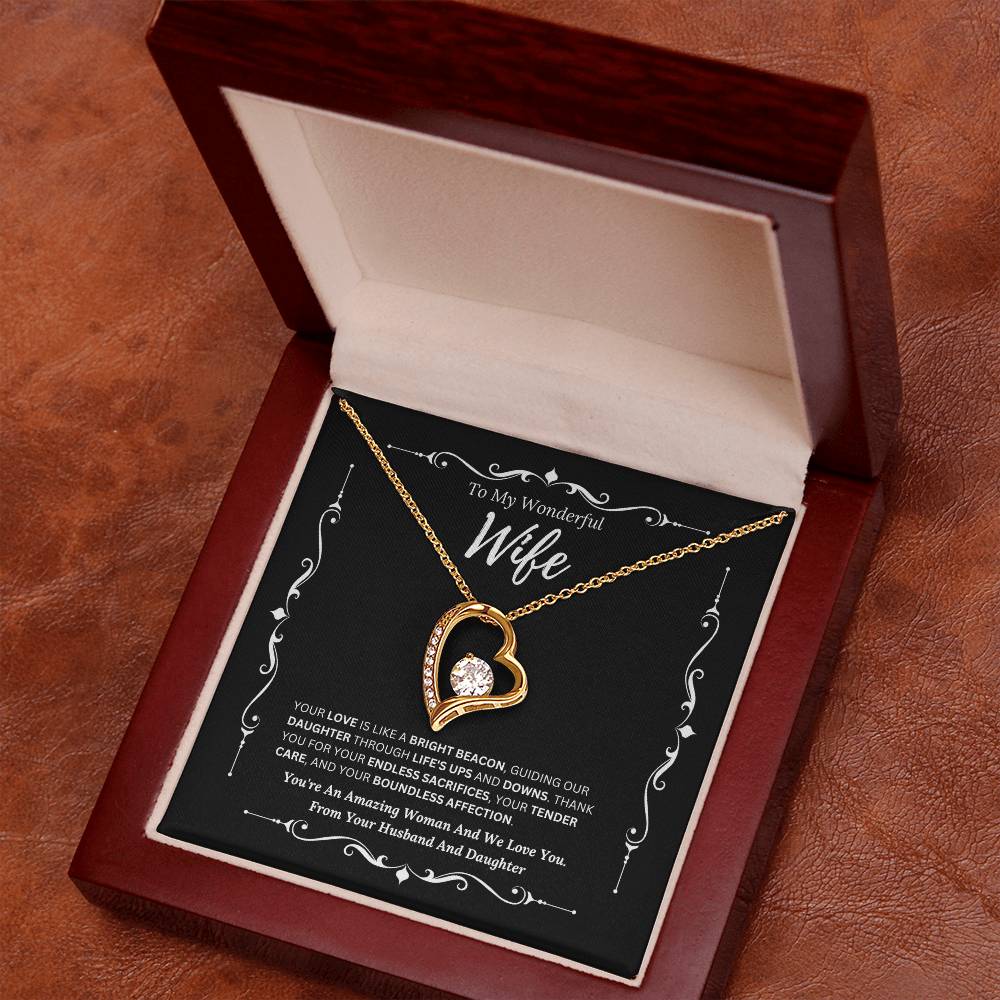 To My Amazing Wife From Husband and Daughter 3 - Forever Love Necklace