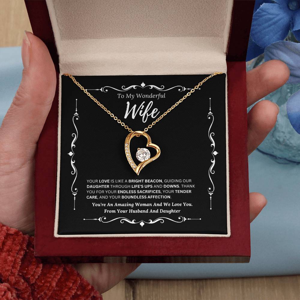 To My Amazing Wife From Husband and Daughter 3 - Forever Love Necklace