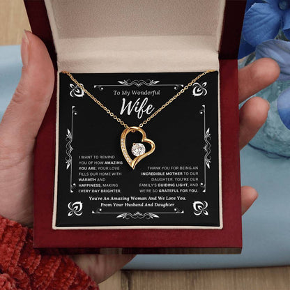 To My Amazing Wife From Husband and Daughter 1 - Forever Love Necklace