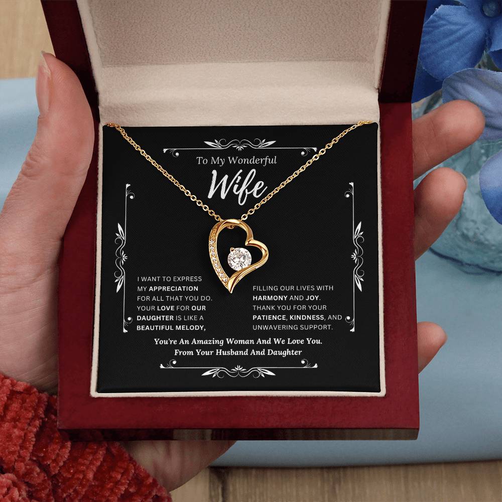 To My Amazing Wife From Husband and Daughter 2 - Forever Love Necklace