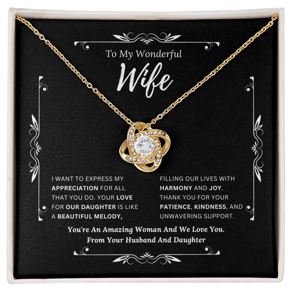 To My Amazing Wife From Husband and Daughter 2 - Love Knot Necklace
