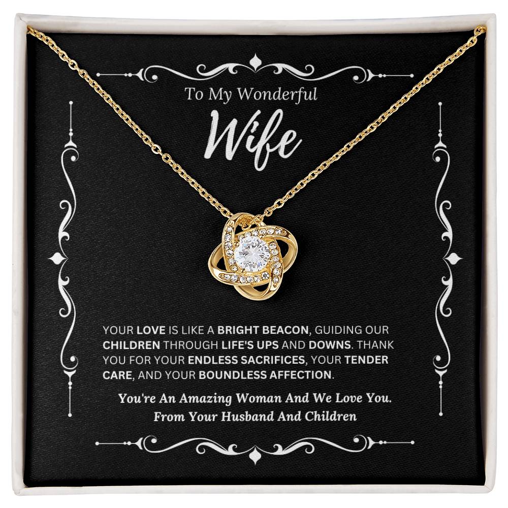 To My Amazing Wife From Husband and Children 3 - Love Knot Necklace