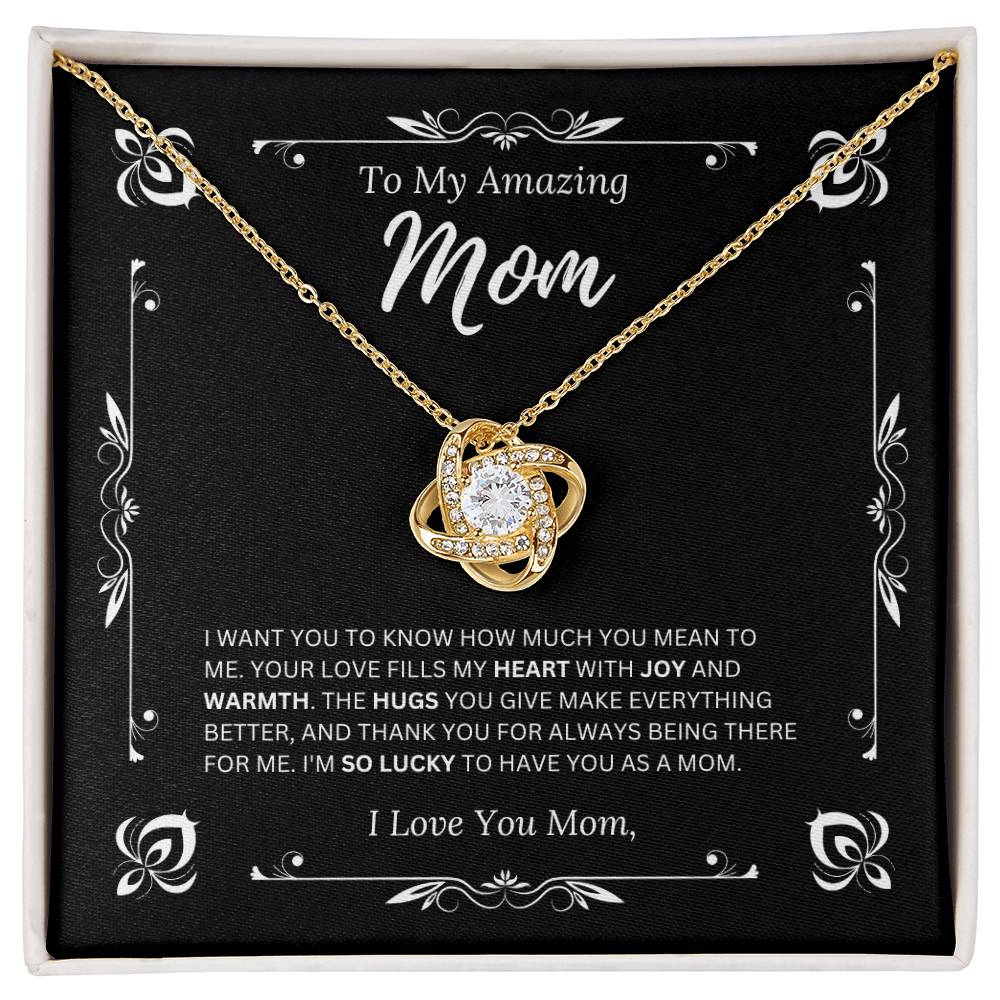 To My Amazing Mom I Love Mom 3 - Love Knot Necklace