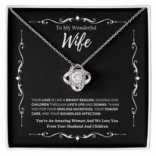 To My Amazing Wife From Husband and Children 3 - Love Knot Necklace