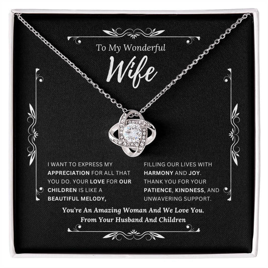To My Amazing Wife From Husband and Children 2 - Love Knot Necklace