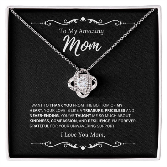 To My Amazing Mom I Love Mom 2 - Love Knot Necklace