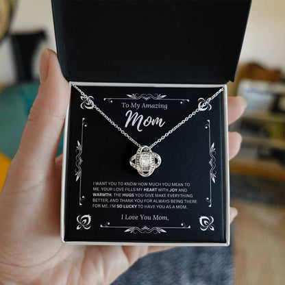 To My Amazing Mom I Love Mom 3 - Love Knot Necklace