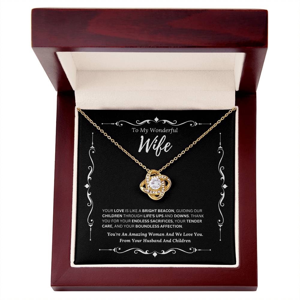To My Amazing Wife From Husband and Children 3 - Love Knot Necklace