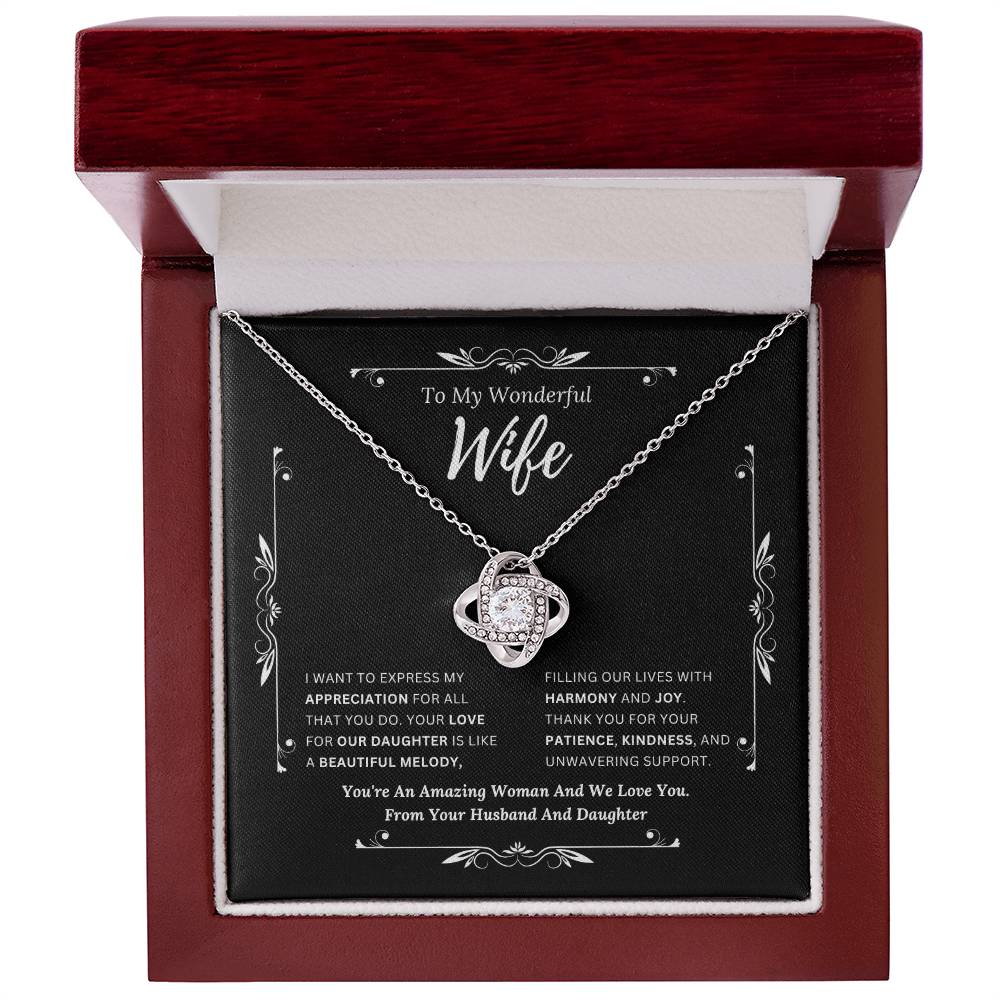 To My Amazing Wife From Husband and Daughter 2 - Love Knot Necklace
