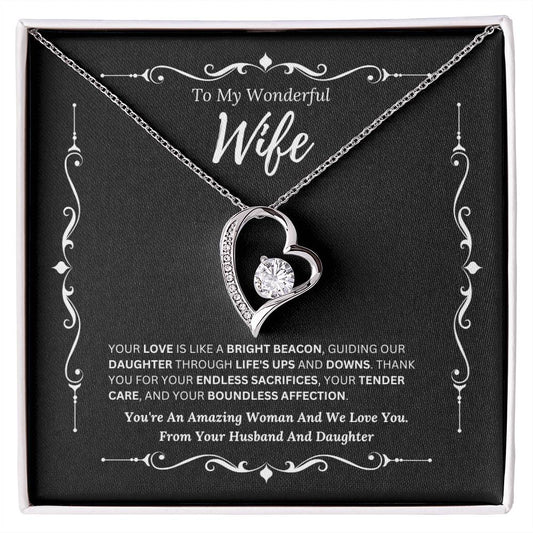 To My Amazing Wife From Husband and Daughter 3 - Forever Love Necklace
