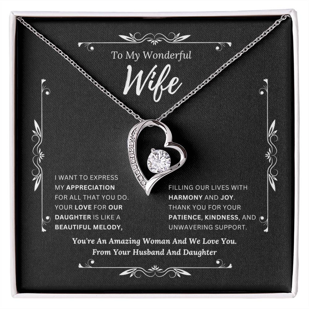 To My Amazing Wife From Husband and Daughter 2 - Forever Love Necklace