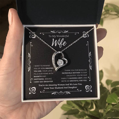 To My Amazing Wife From Husband and Daughter 1 - Forever Love Necklace