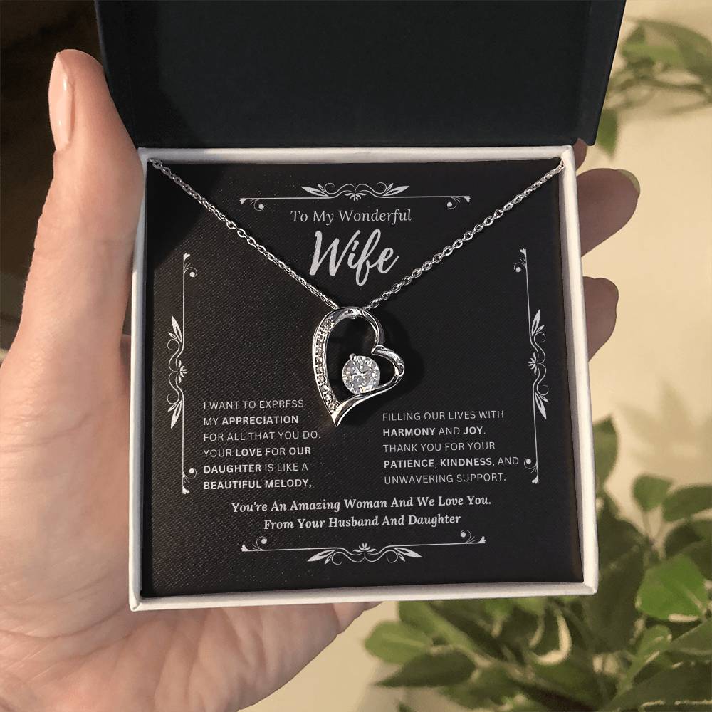 To My Amazing Wife From Husband and Daughter 2 - Forever Love Necklace