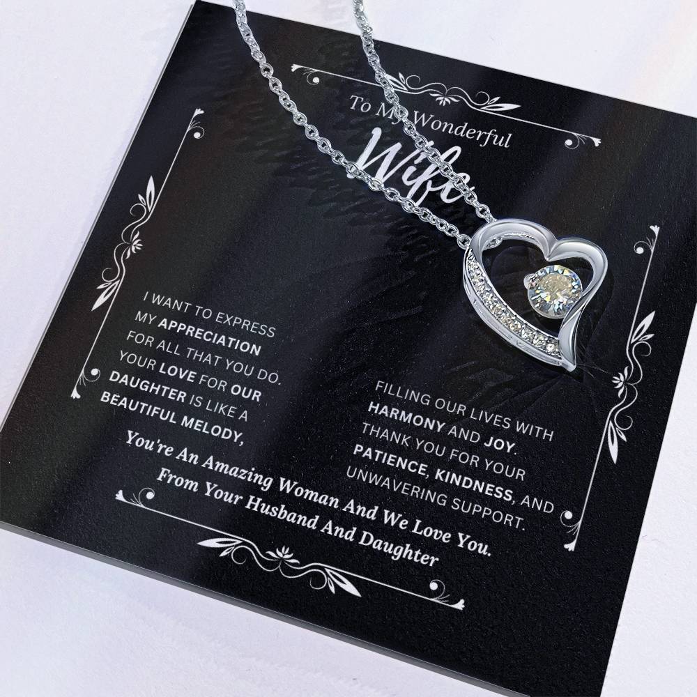 To My Amazing Wife From Husband and Daughter 2 - Forever Love Necklace