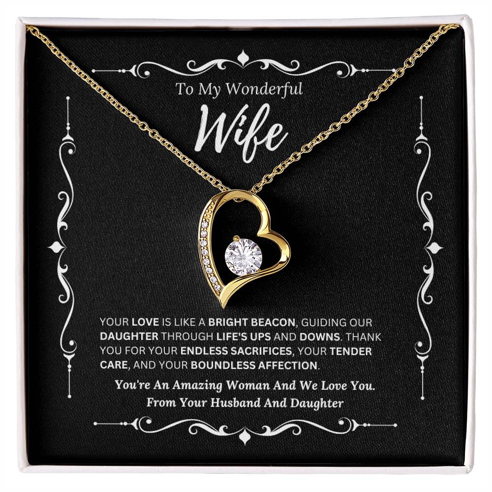 To My Amazing Wife From Husband and Daughter 3 - Forever Love Necklace