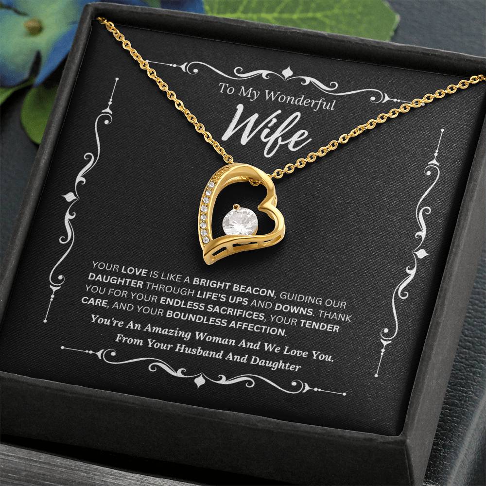 To My Amazing Wife From Husband and Daughter 3 - Forever Love Necklace