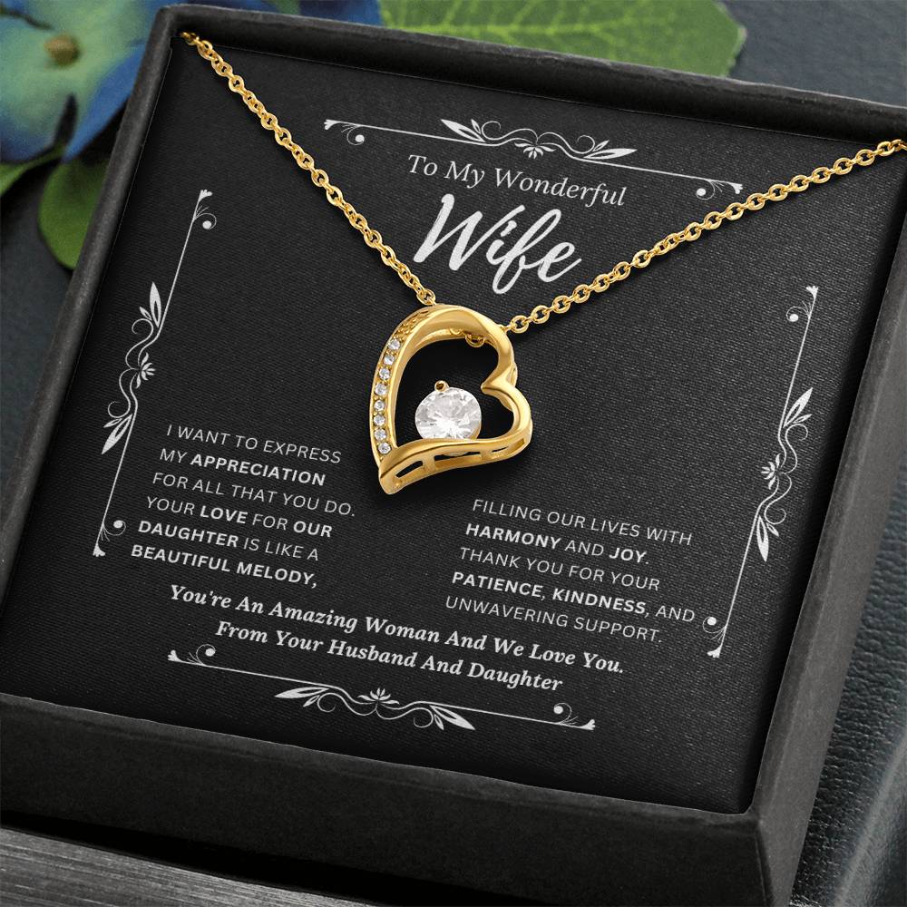 To My Amazing Wife From Husband and Daughter 2 - Forever Love Necklace