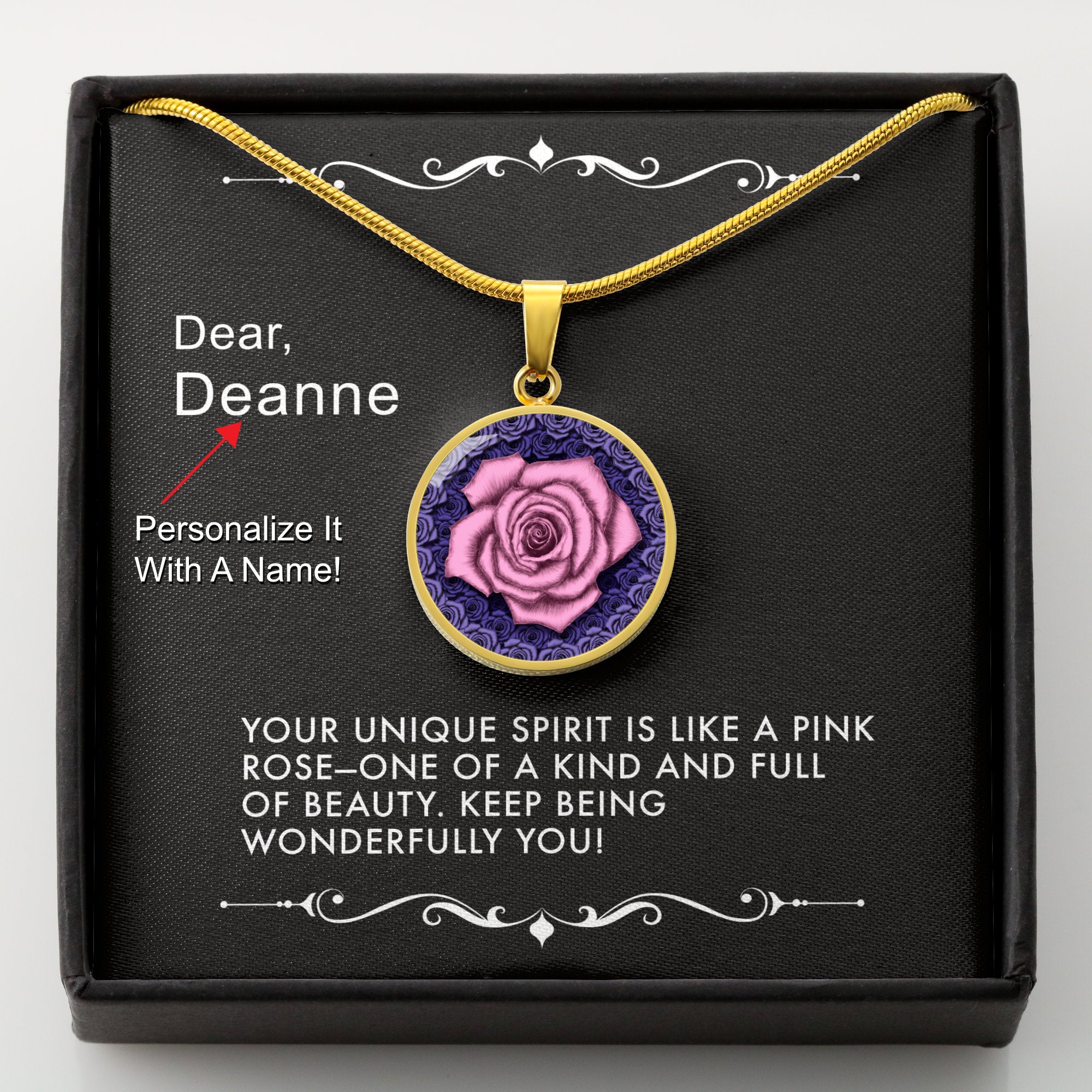 Wonderfully You-The Pink Rose Pendant Necklace