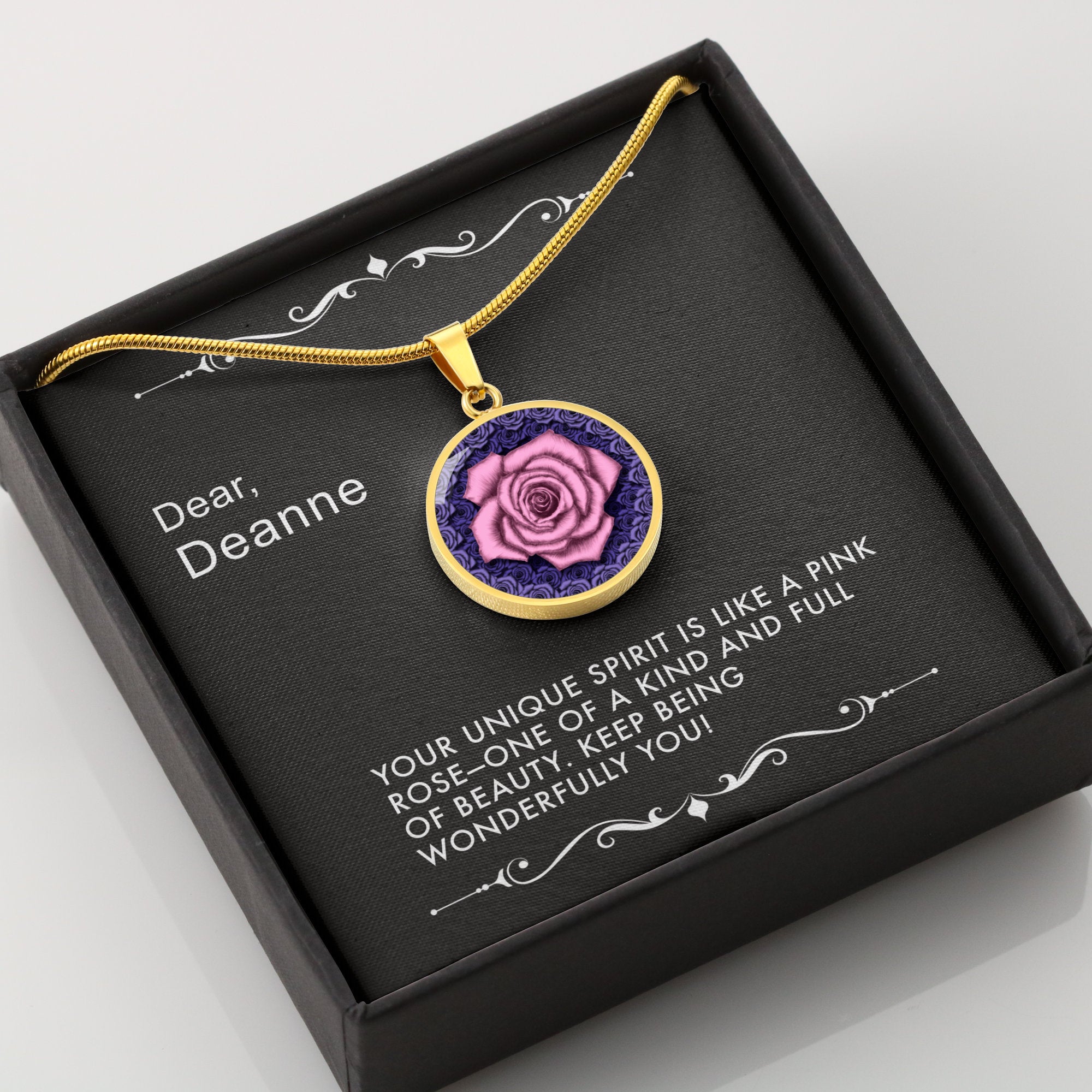 Wonderfully You-The Pink Rose Pendant Necklace