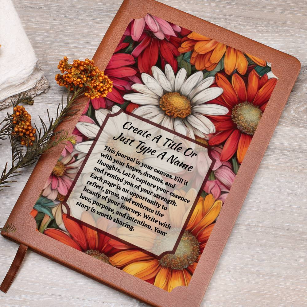 Colorful Daisies On A Vegan Leather Journal