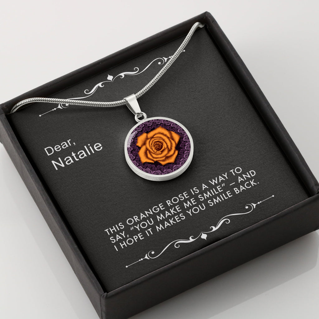 A Smile for You-The Orange Rose Pendant Necklace