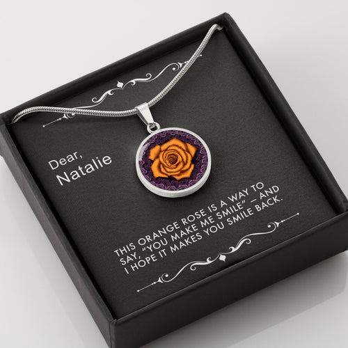 A Smile for You-The Orange Rose Pendant Necklace