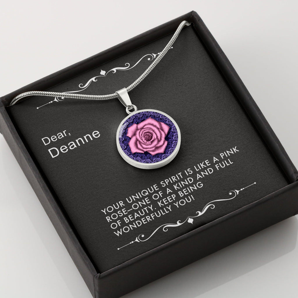 Wonderfully You-The Pink Rose Pendant Necklace
