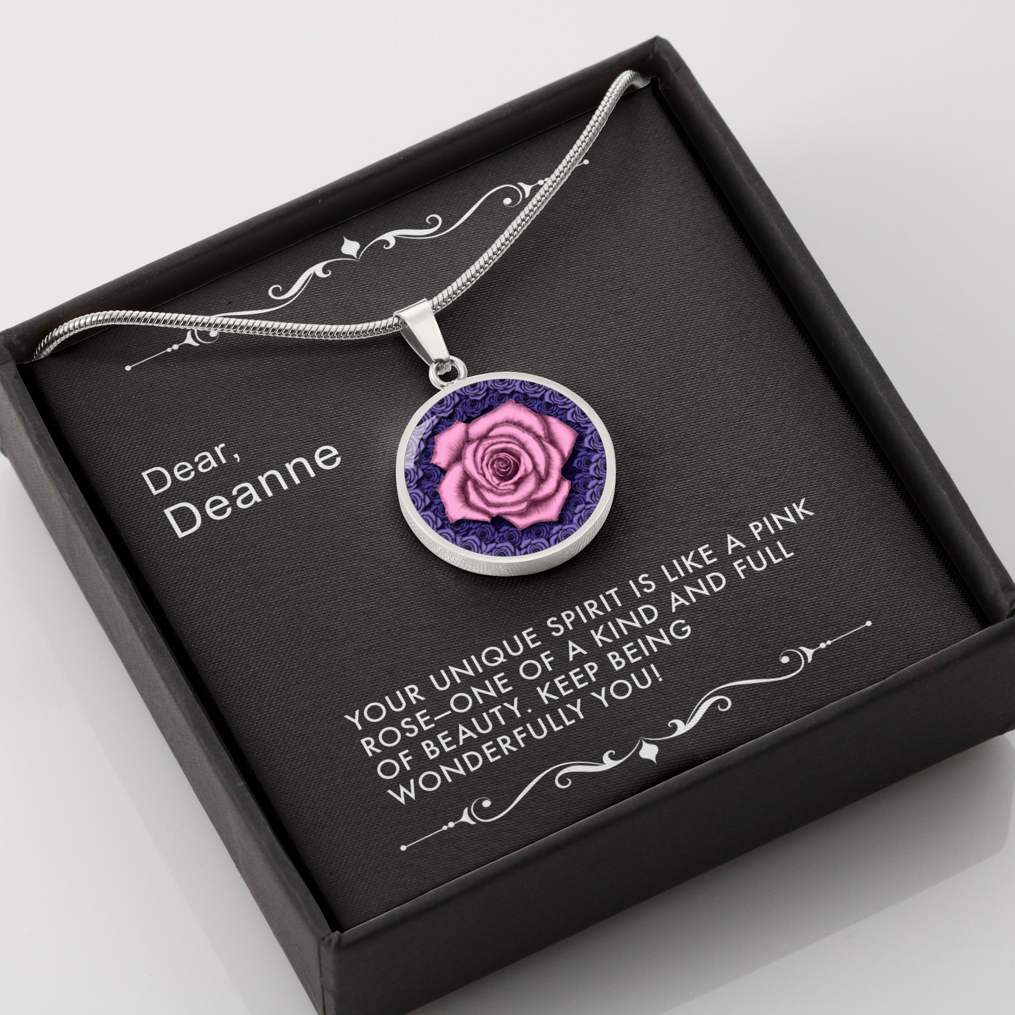 Wonderfully You-The Pink Rose Pendant Necklace