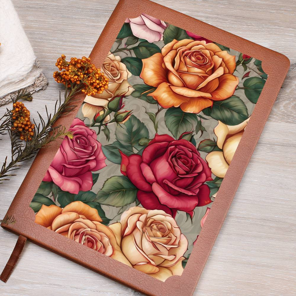 Colorful Roses On A Vegan Leather Journal