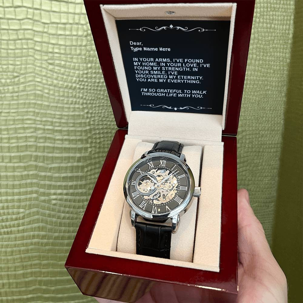 Eternally Yours - Men's Openwork Watch With Personalize Message Card