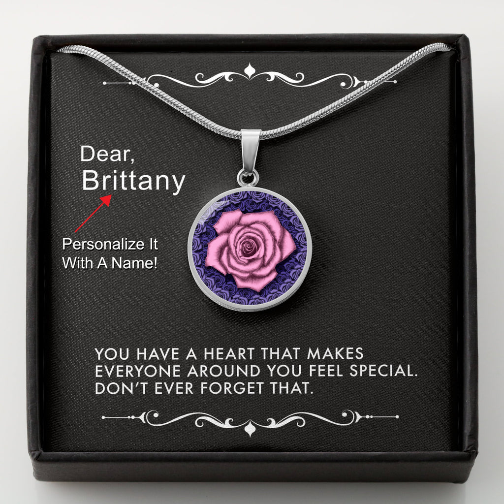 Don’t Ever Forget-The Pink Rose Pendant Necklace