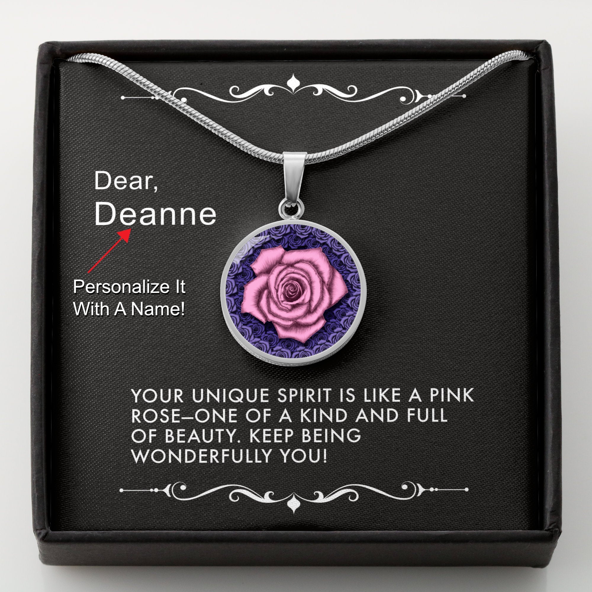 Wonderfully You-The Pink Rose Pendant Necklace