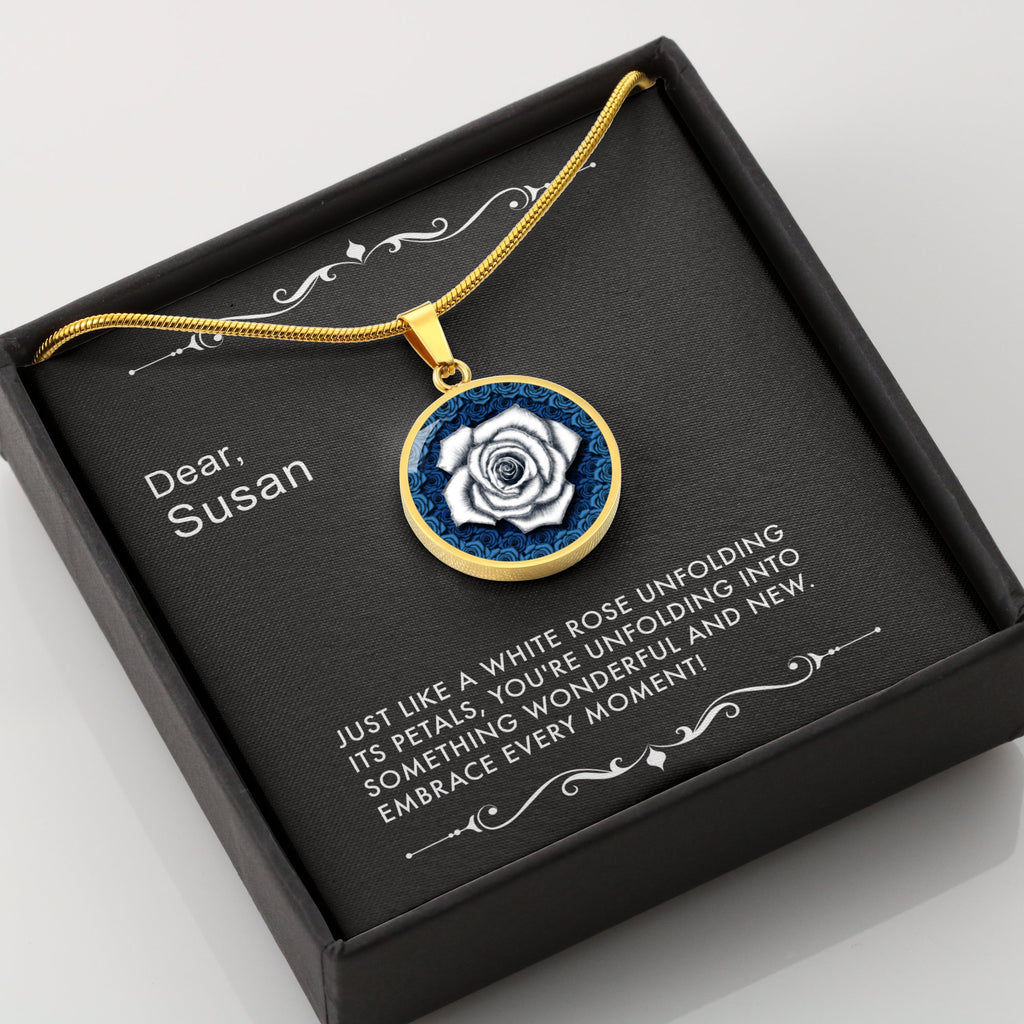 Unfolding Wonders-The White Rose Pendant Necklace