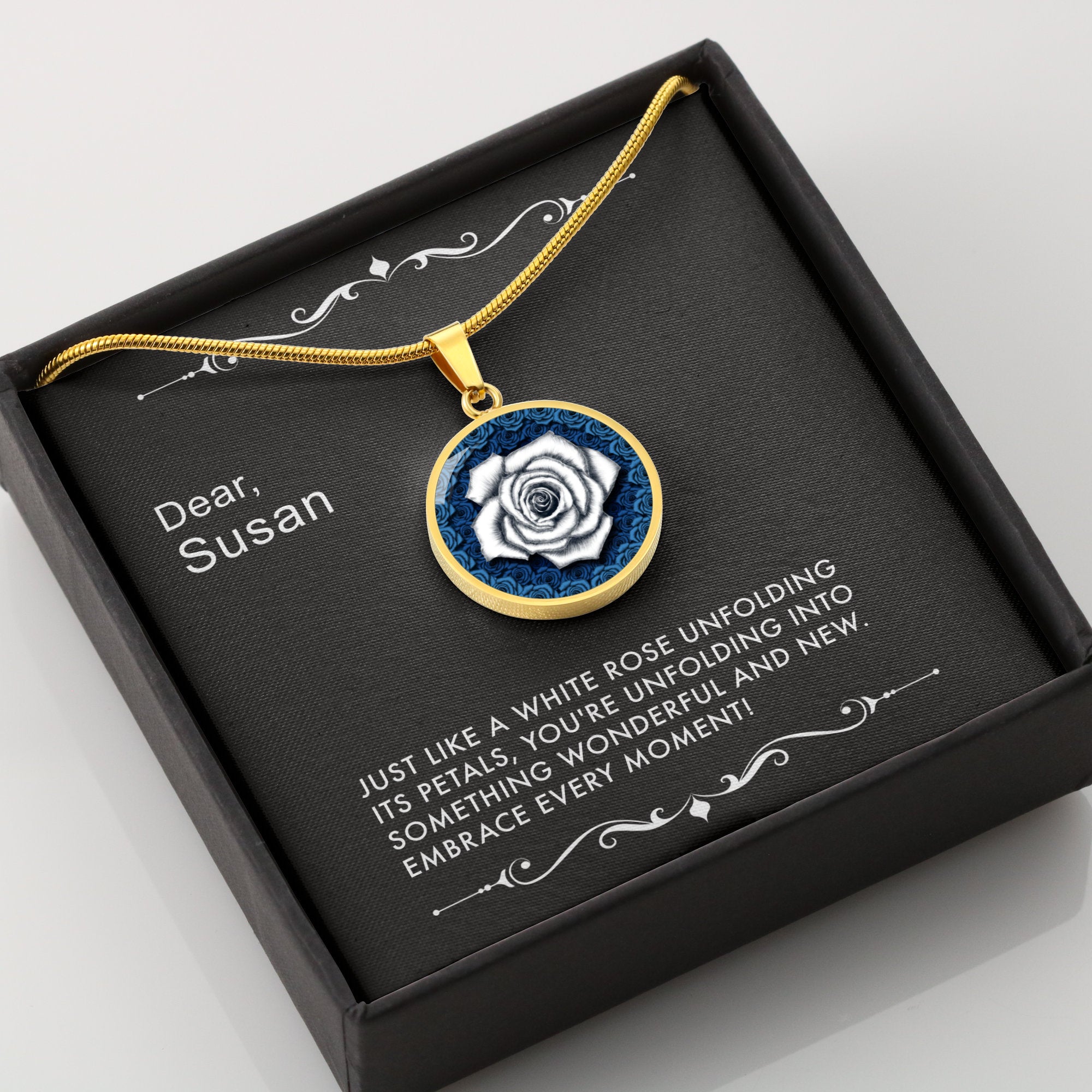 Unfolding Wonders-The White Rose Pendant Necklace