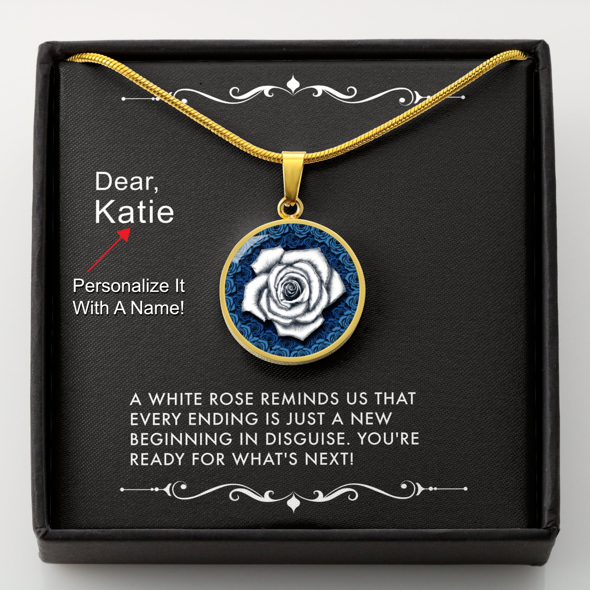 New Beginnings-The White Rose Pendant Necklace