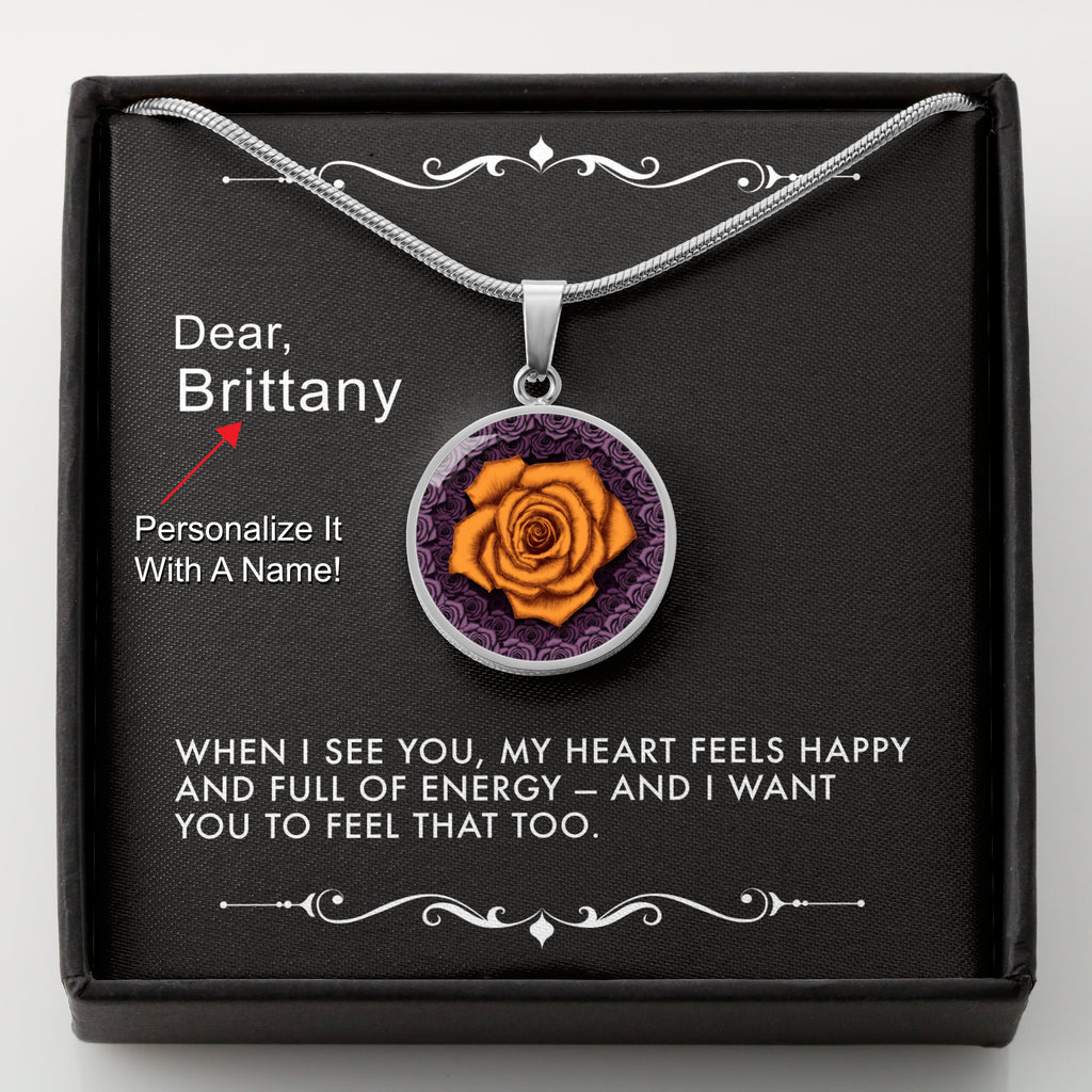 Heart Full of Joy-The Orange Rose Pendant Necklace