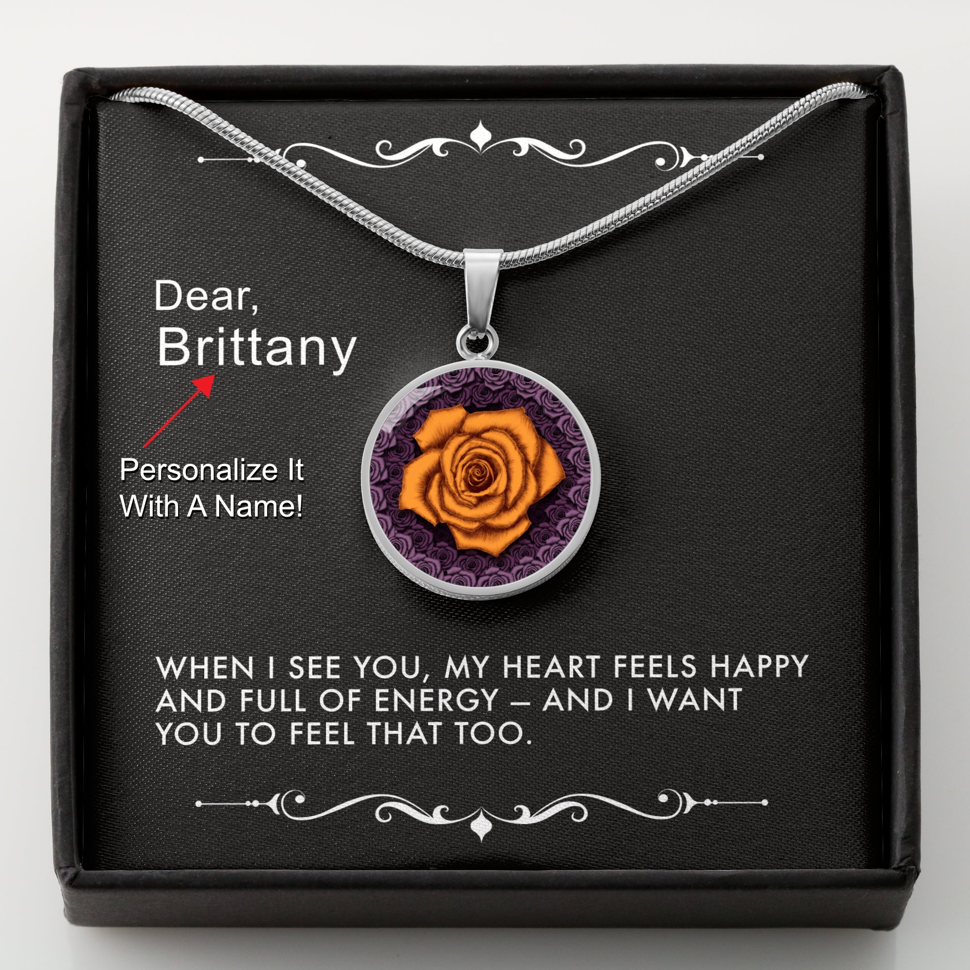 Heart Full of Joy-The Orange Rose Pendant Necklace