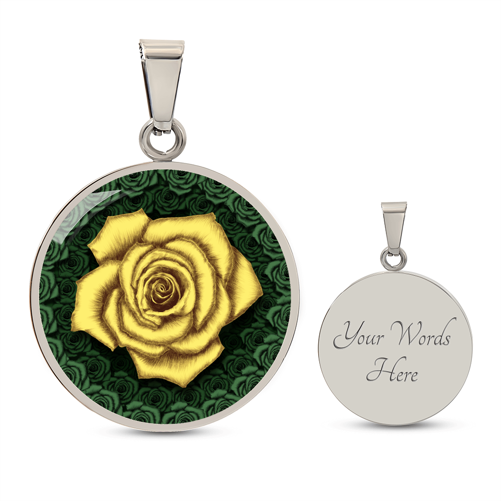 Yellow Rose Circle Pendant with Luxury Necklace