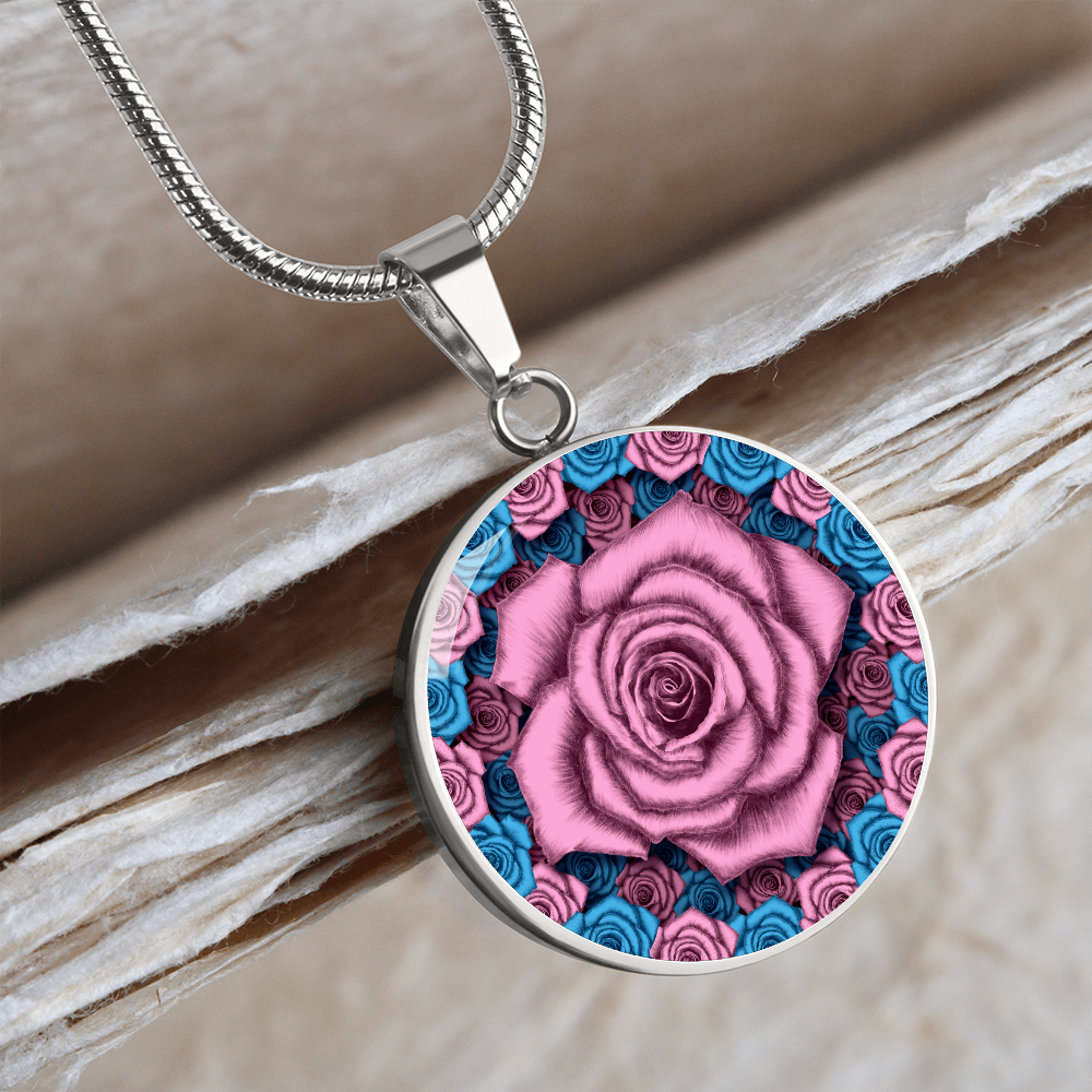 Celebrating New Motherhood - The Motherhood Pink Rose Pendant with Message Card 1
