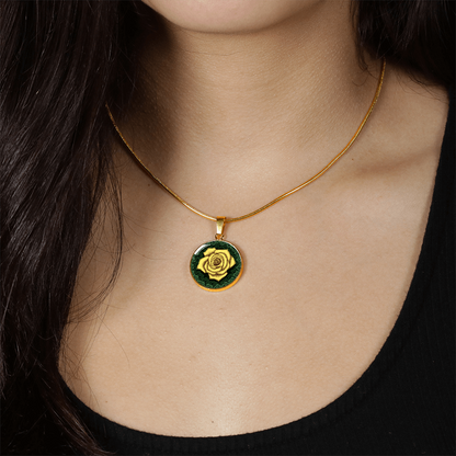 The Yellow Rose Friendship Circle Pendant Necklace 1