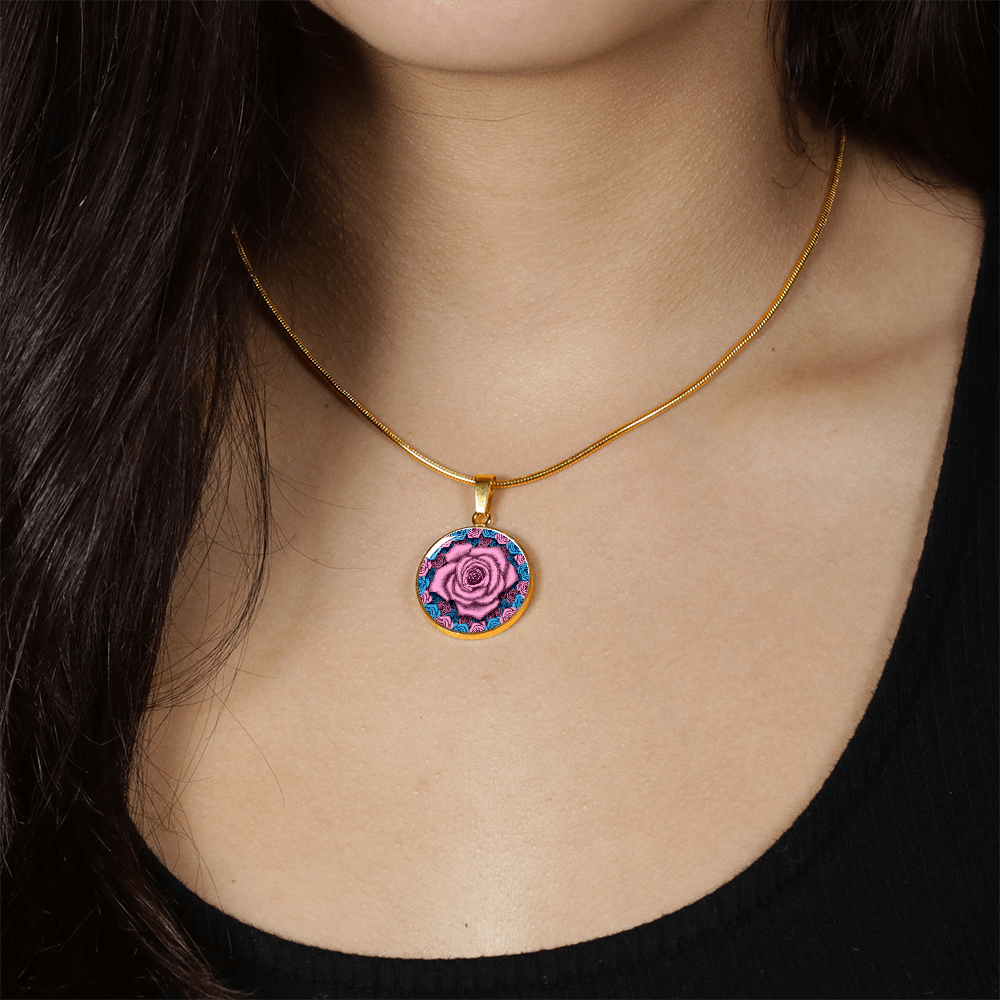 Celebrating New Motherhood - The Motherhood Pink Rose Pendant with Message Card 1