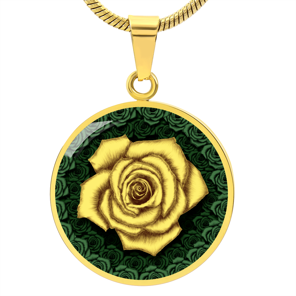 Yellow Rose Circle Pendant with Luxury Necklace