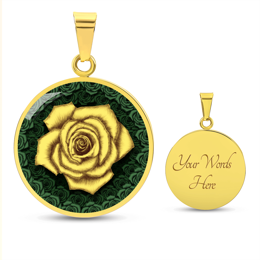 Yellow Rose Circle Pendant with Luxury Necklace