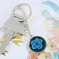 Blue Rose Circle Keychain