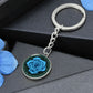 Blue Rose Circle Keychain