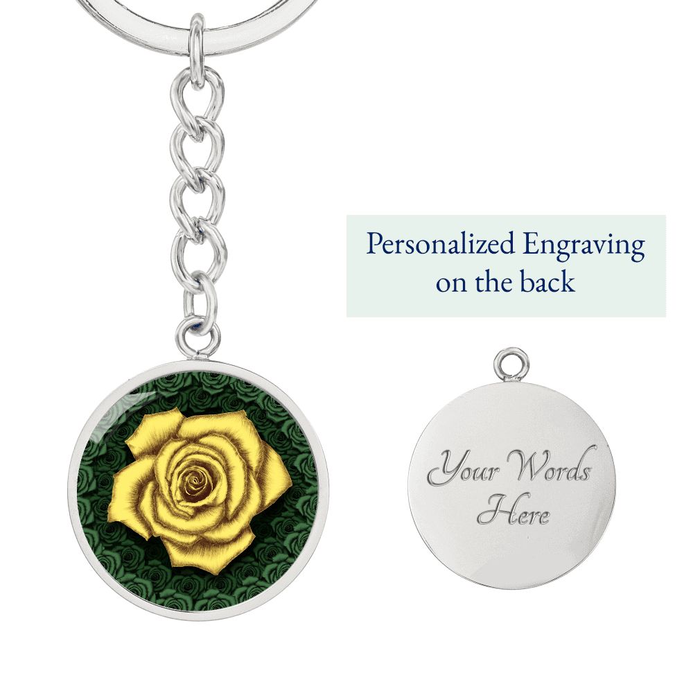 Yellow Rose Circle Keychain