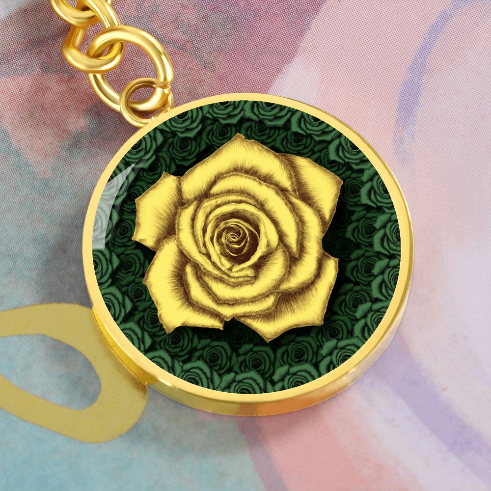 Yellow Rose Circle Keychain