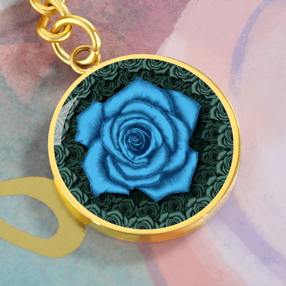 Blue Rose Circle Keychain-1