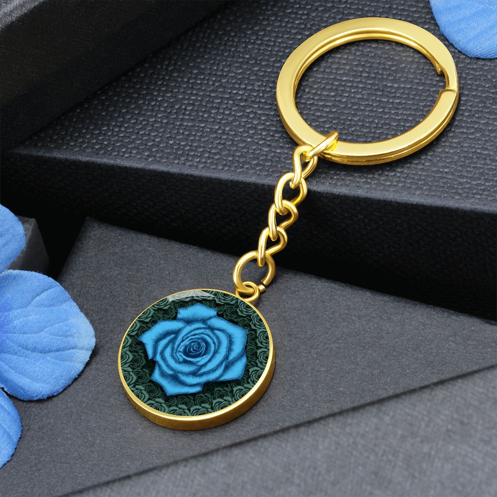 Blue Rose Circle Keychain-1